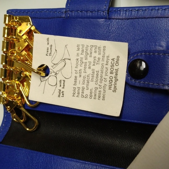 Hugo Bosca Blue Leather Key Chain - Picture 4 of 9